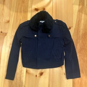 Flannel Australia blue fur collar jacket